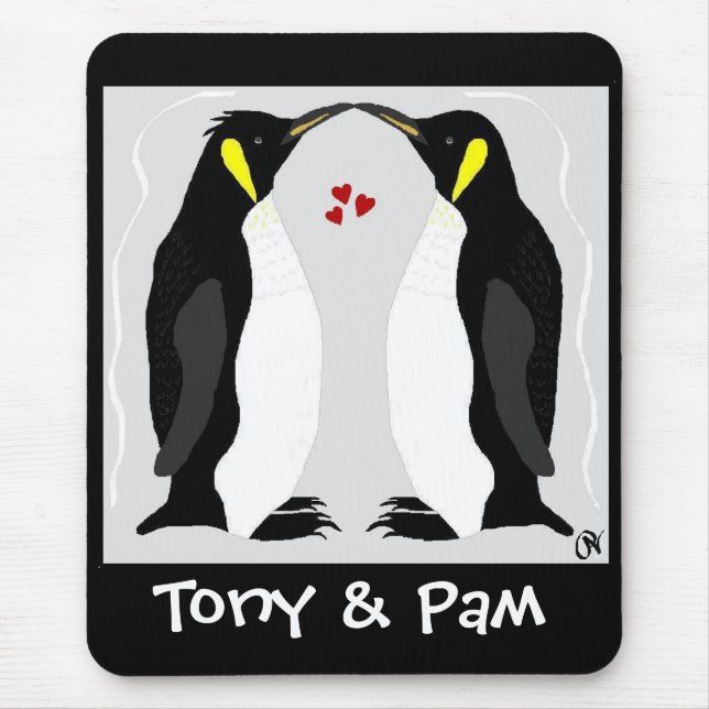Personalisierte Penguin-Liebe Mousepad (Vorne)