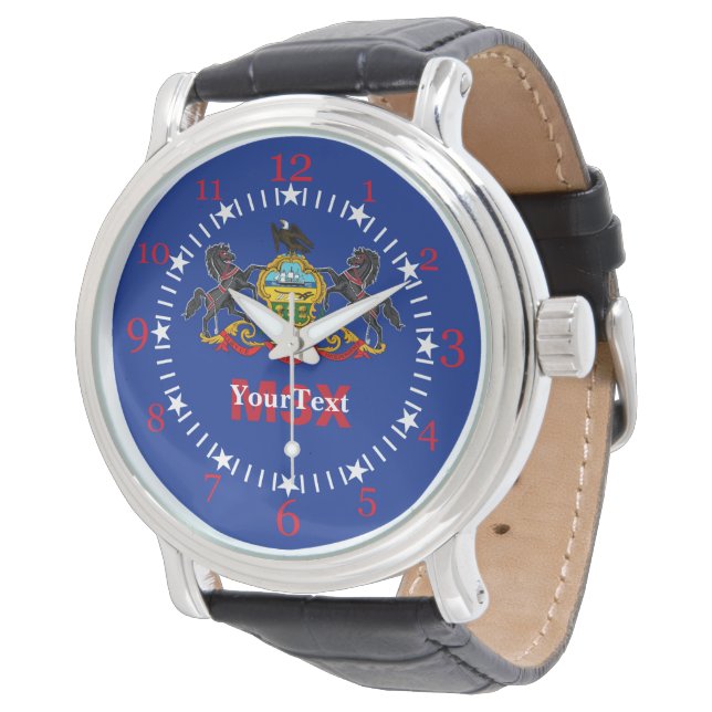 Personalisierte Pennsylvania-Staatsflagge Armbanduhr (Schrägansicht)