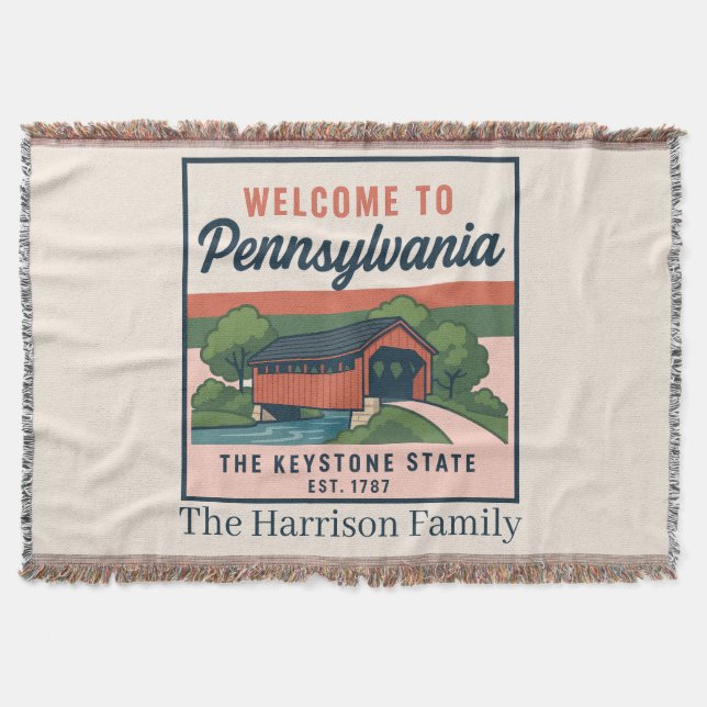 Personalisierte Pennsylvania-Wurfdecke Decke (Vorderseite)