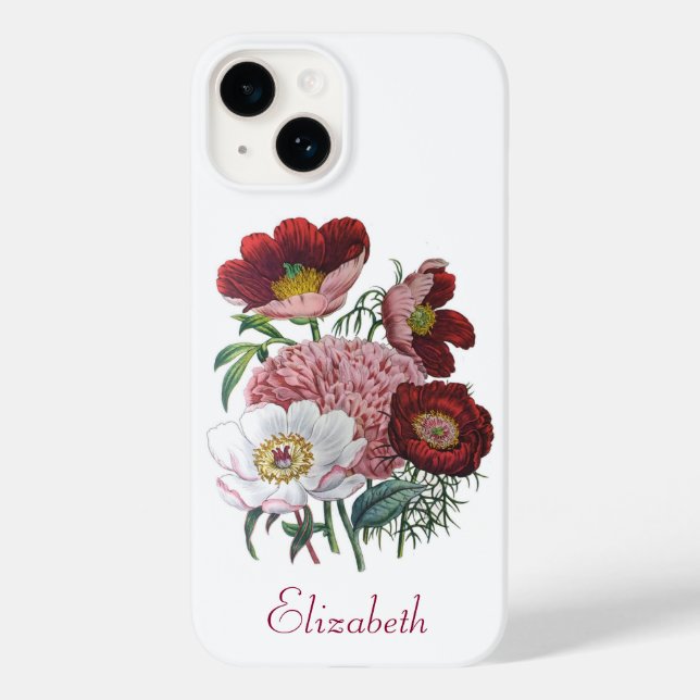 Personalisierte Peonies Case-Mate iPhone 14 Hülle (Rückseite)
