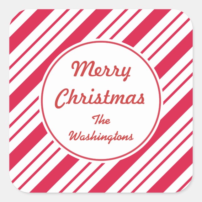Personalisierte Peppermint Weihnachtsgeschenke Sti Quadratischer Aufkleber (Vorderseite)