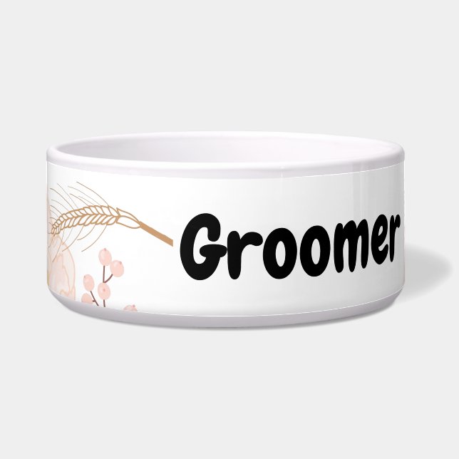 Personalisierte Pet Bowls Weiße Blume auf Whi Napf (Vorderseite)