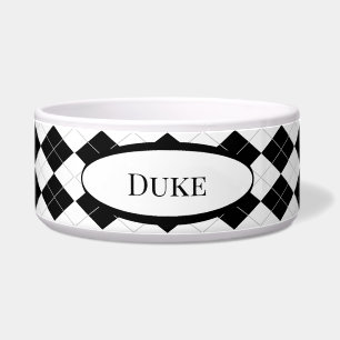 Personalisierte Pet Food Bowl in Schwarzer Raute H Napf
