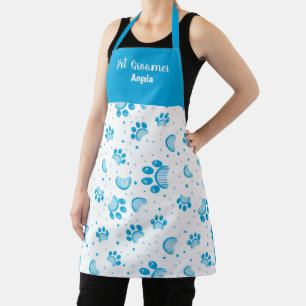 Personalisierte Pet Groomer Blue Paw Schürze