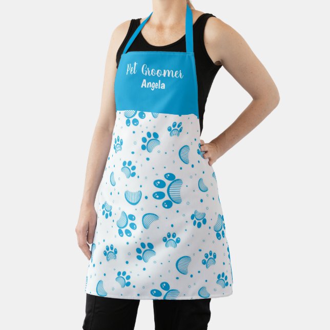 Personalisierte Pet Groomer Blue Paw Schürze (InSitu)