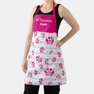 Personalisierte Pet Groomer Pink Paw Schürze