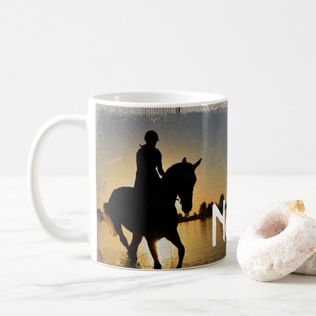 Personalisierte Pferde Ranch Rodeo Design Kaffeema Kaffeetasse (Mit Donut)