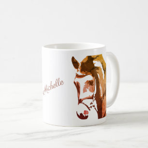 Personalisierte Pferdekopfskizze in Braun Kaffeetasse