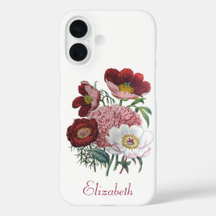 Personalisierte Pfingstrosen iPhone 16 Hülle