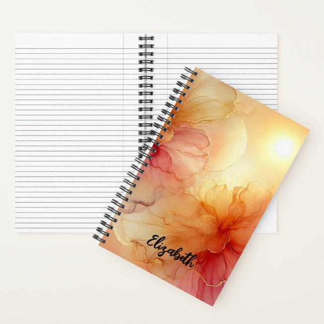 Personalisierte Pfirsich und Goldfloralalkohol Tin Notizbuch (Innen)