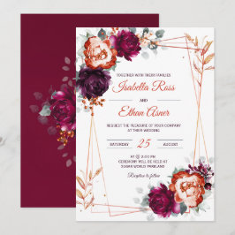 Personalisierte Pflaume, Mauve und Orange Hochzeit Einladung