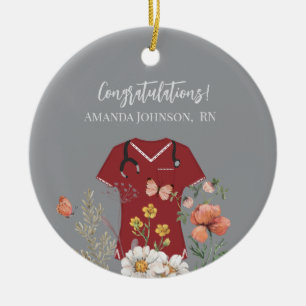 Personalisierte Pflegekraft RN LPN NP Marineblaue Keramik Ornament
