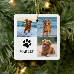 Personalisierte Pfoten-Hunde-Liebhaber-Fotocollage Keramikornament