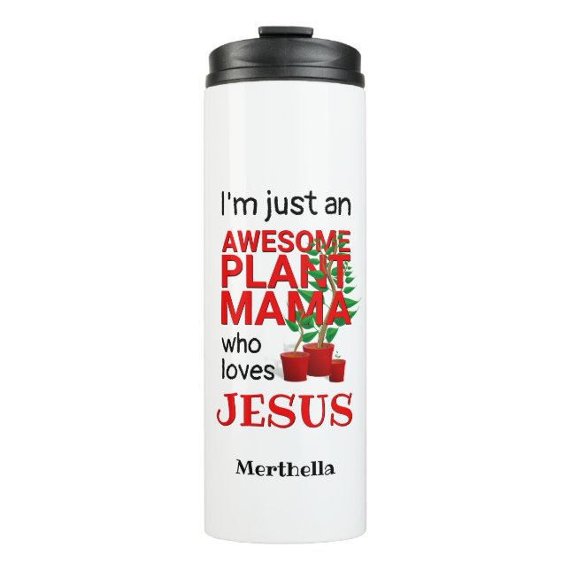 Personalisierte PHANTASTISCHE PFLANZE MAMA LIEBEN  Thermosbecher (Vorderseite)