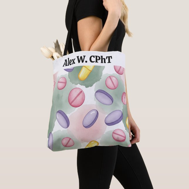 Personalisierte Pharmacy Tote Bag Pink Lila Grau Tasche (Von Nahem)