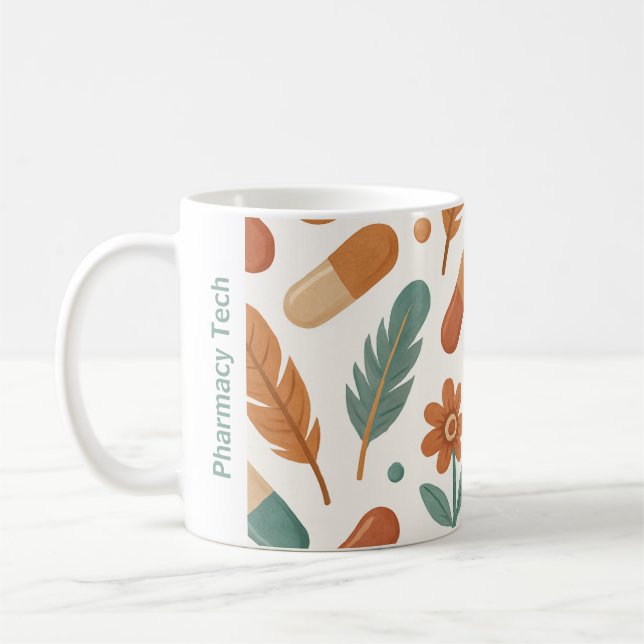 Personalisierte Pharmazie Tasse Boho Daisy Feather (Links)