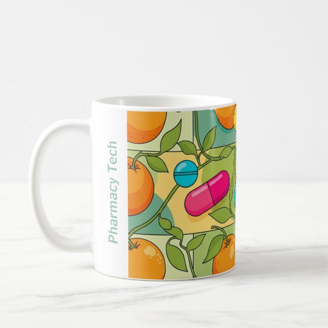 Personalisierte Pharmazie Tasse Orangen und Reben (Links)