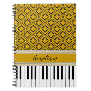 Personalisierte Piano Keys Black Quatrefolie auf G Notizblock