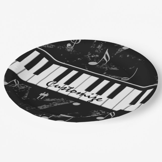 Personalisierte Piano-Musik Pappteller (Schrägansicht)