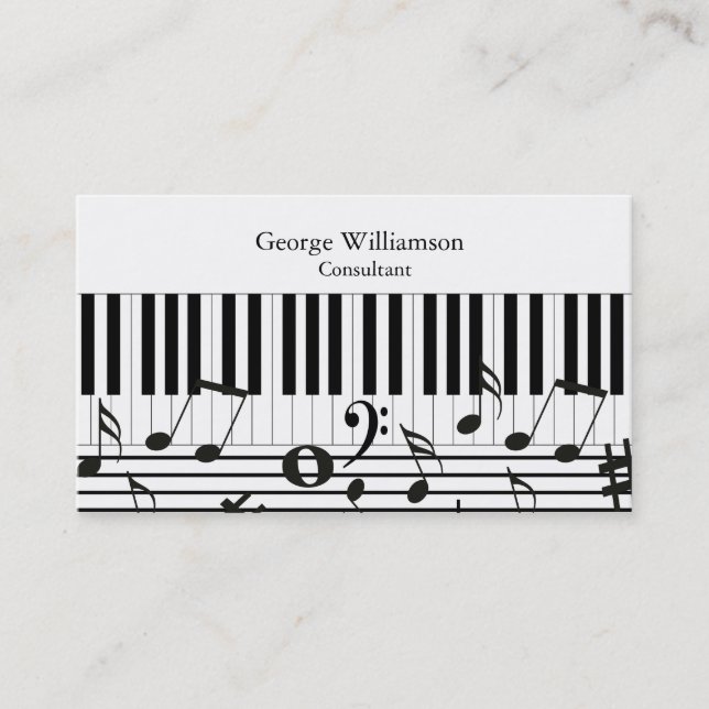 Personalisierte Piano-Tastenkarte Visitenkarte (Vorderseite)