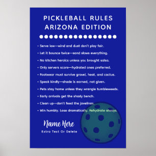 Personalisierte Pickleball-Regeln Arizona Edition  Poster