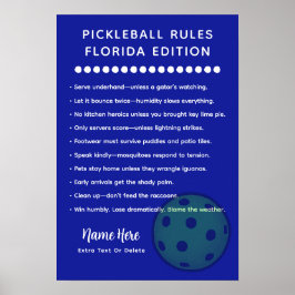 Personalisierte Pickleball-Regeln Florida-Regeln Poster