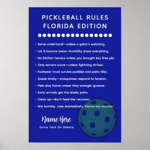 Personalisierte Pickleball-Regeln Florida-Regeln Poster