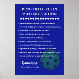 Personalisierte Pickleball-Regeln MILITÄRAUSGABE Poster
