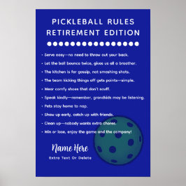 Personalisierte Pickleball-Regeln RUHSTANDS-EDITIO Poster
