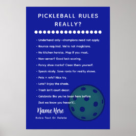 Personalisierte Pickleball-Regeln SARASTISCHE EDIT Poster
