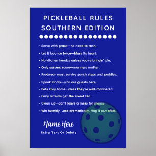 Personalisierte Pickleball-Regeln Southern Edition Poster