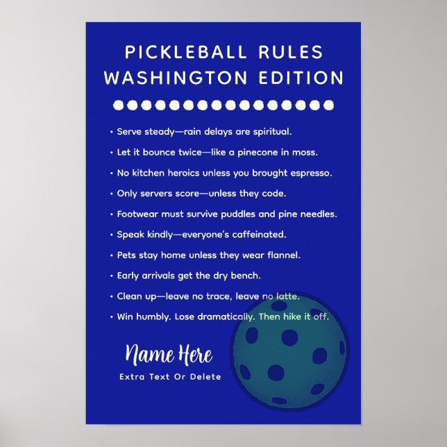 Personalisierte Pickleball-Regeln Washington Editi Poster (Vorne)