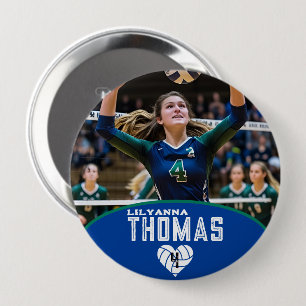 Personalisierte Picture Volleyball-Spielernummer Button