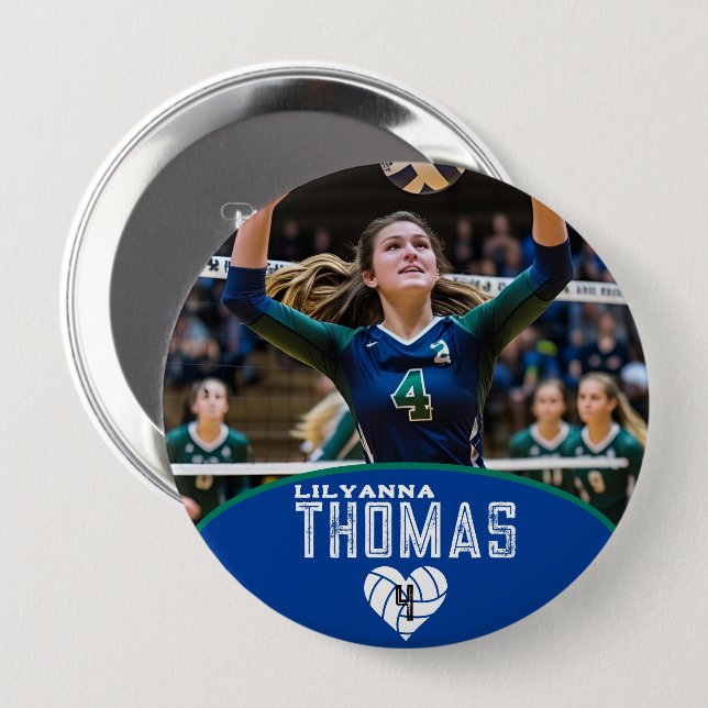 Personalisierte Picture Volleyball-Spielernummer Button (Vorne & Hinten)