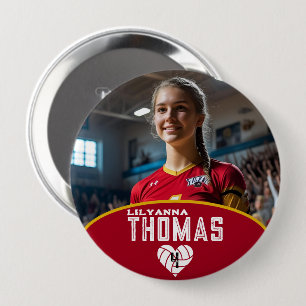 Personalisierte Picture Volleyball-Spielernummer Button