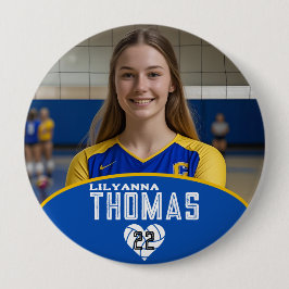 Personalisierte Picture Volleyball-Spielernummer Button