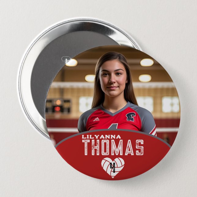 Personalisierte Picture Volleyball-Spielernummer Button (Vorne & Hinten)