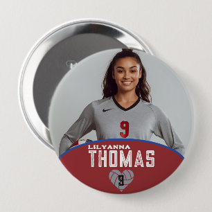 Personalisierte Picture Volleyball-Spielernummer Button