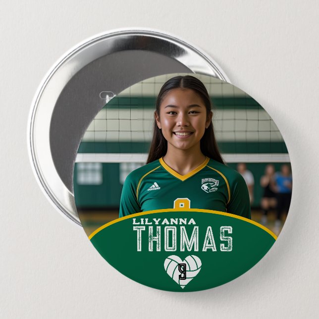 Personalisierte Picture Volleyball-Spielernummer Button (Vorne & Hinten)