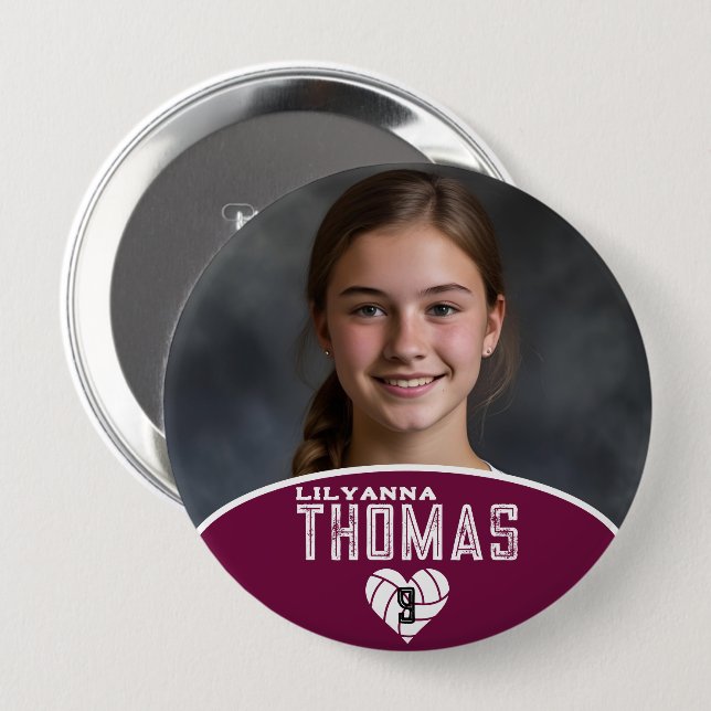 Personalisierte Picture Volleyball-Spielernummer Button (Vorne & Hinten)