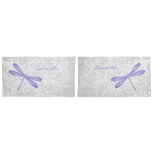 Personalisierte Pillowcases mit lila Libelle Kissenbezug (Vorderseite-Set)