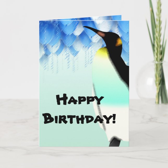 Personalisierte Pinguin Happy Birthday Grußkarte Karte (Vorderseite)