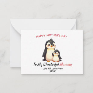 Personalisierte Pinguin-Muttertagskarte für Mama Mitteilungskarte