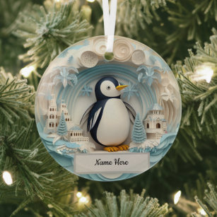 Personalisierte Pinguin-Ornament Ornament Aus Glas