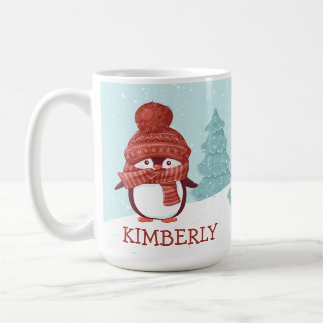 Personalisierte Pinguine Weihnachten Kaffeetasse (Links)