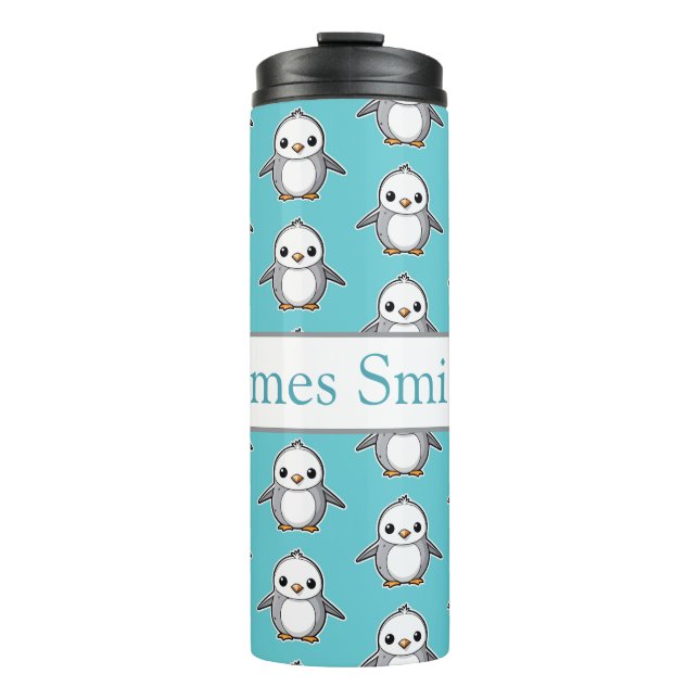 Personalisierte Pinguinkinder trinken Schuster Thermosbecher (Vorderseite)