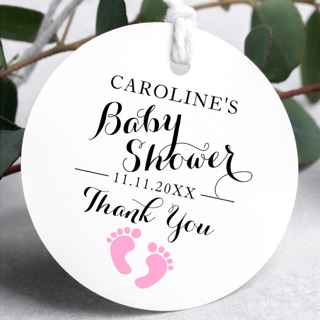 Personalisierte Pink Baby Feet Girl Babydusche Geschenkanhänger (Von Creator hochgeladen)