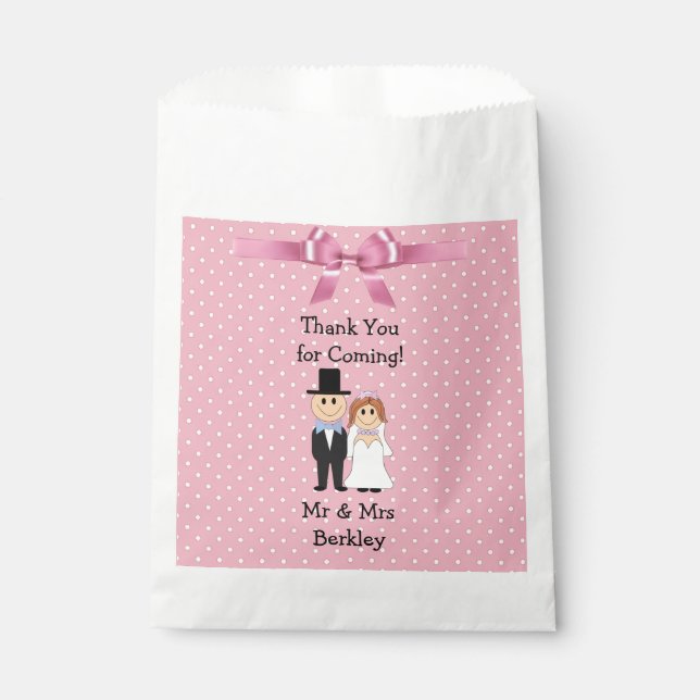 Personalisierte Pink Bridge & Groom Candy Bags Geschenktütchen (Vorderseite)