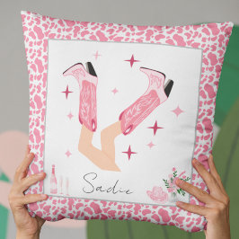 Personalisierte Pink Cowboy Boots & Bubbly Kissen