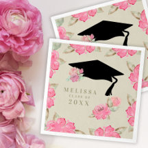 Personalisierte Pink Floral Girl's Graduation Part